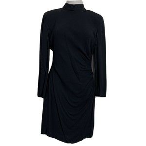 Vintage Kathryn Conover Cocktail Dress Black Knee Length Long Sleeve High Neck 8